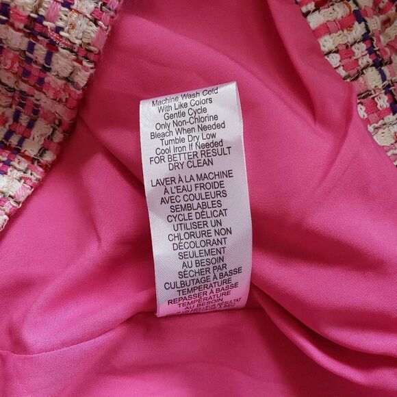 House of Harlow 1960 Tweed Mini Dress Strappy Candy Pink White Women's Large - Picture 12 of 12